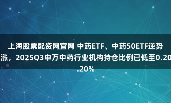 上海股票配资网官网 中药ETF、中药50ETF逆势上涨，2025Q3申万中药行业机构持仓比例已低至0.20%
